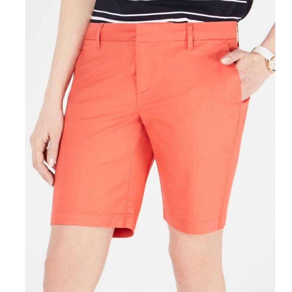 NWT Tommy Hilfiger Orange Coralie Pocket Bermuda Shorts Women’s Size 14